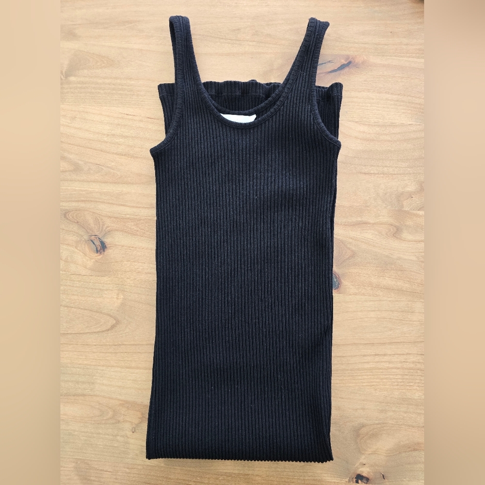 H&M Black Ribbed Midi Tank Dress